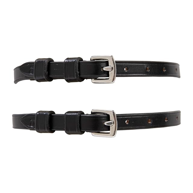 Huntley Equestrian Correas de Cuero para espolón, Negro, 15" Inches Long Unisex Adulto