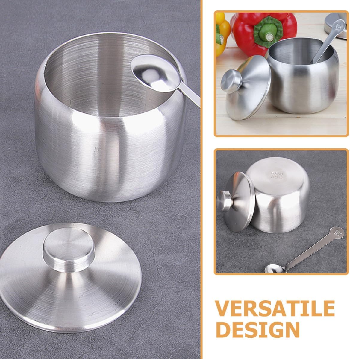 SHOWERORO Stainless Steel Seasoning Jar Set, Modern European Condiment Pots