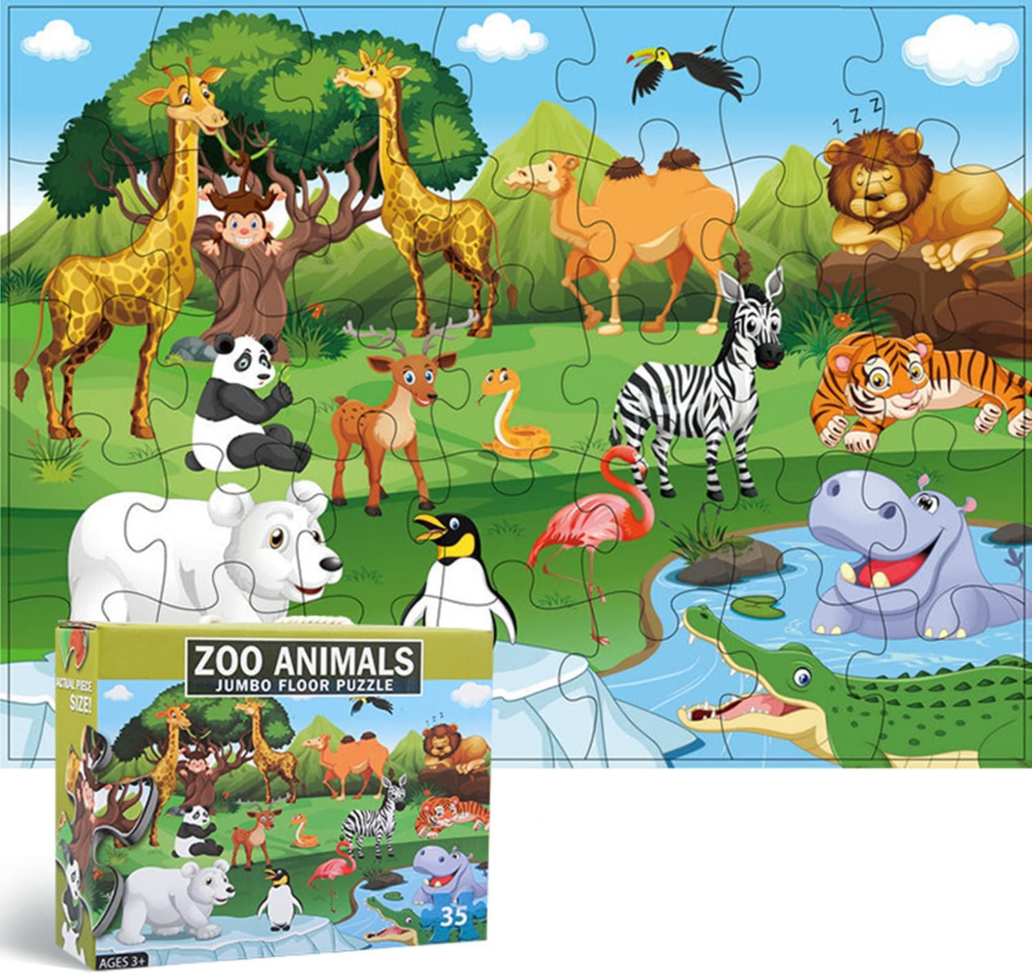 Jumbo Floor Puzzle for Kids, Jungle Animals, Large Jigsaw