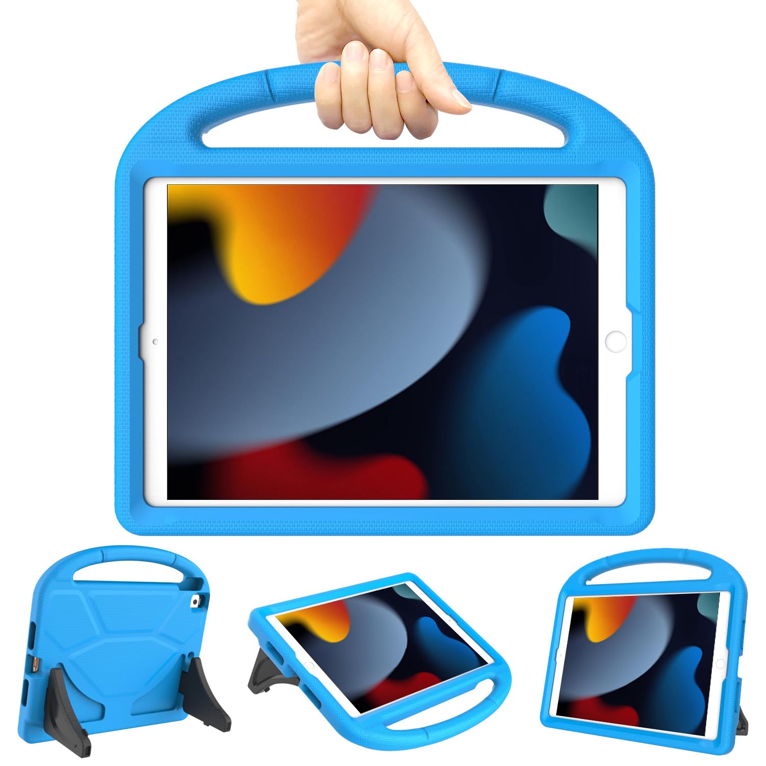 TrendGate Case for New iPad 10.2 Inch 2021/2020/2019 iPad 9th/8th/7th Generation-Lightweight Shockproof Kids iPad Cover 10.2 Inch with Handle Kickstand, iPad 10.2 Case for iPad 9/8/7 Gen - Blue
