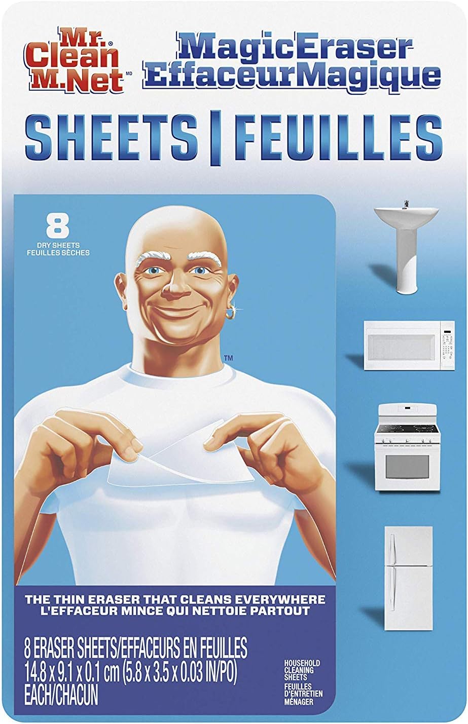 Mr. Clean Magic Eraser Cleaning Thin Sheets, 8 Sheets (Pack of 2