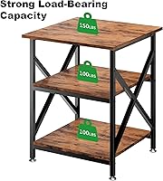 Vista 2 de Ollieroo 3 Tier Printer Stand, Large Table with Wheels, Rolling Cart with Height Adjustable Middle Storage Shelf, 23.6 x 23.6 x 30.3 Inches Shelf