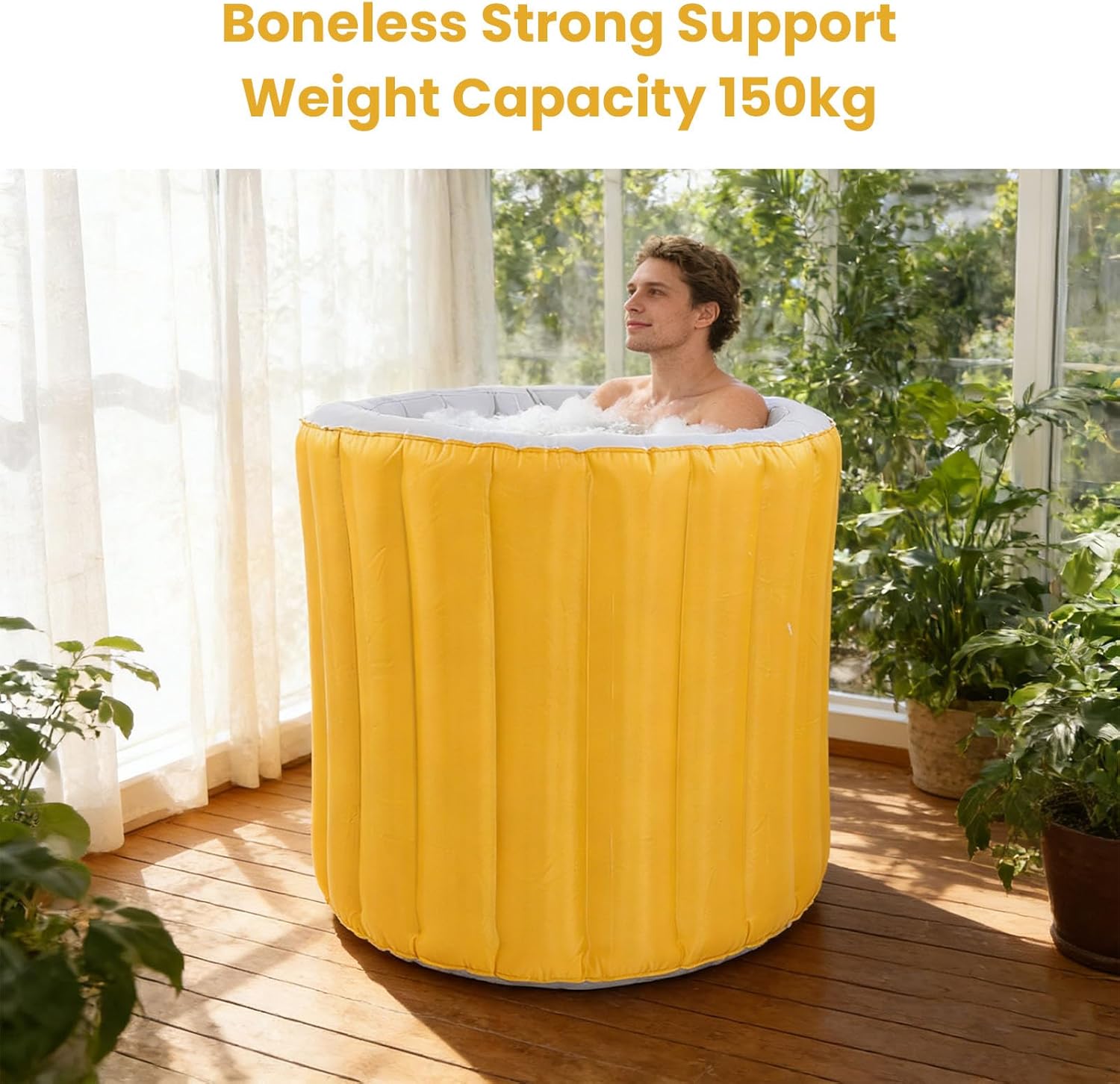 AUNMAS Portable Bath Tub for Adults, Foldable Inflatable Soaking Bath Tub with Pump for Home Bathroom Camping Spa