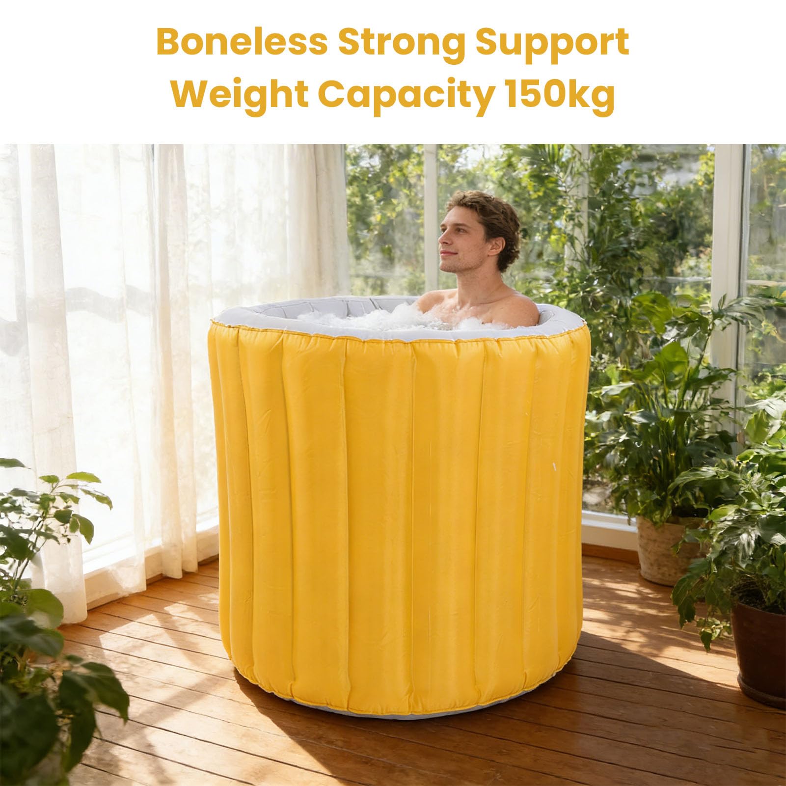 Faltbare Badewanne für Erwachsene, Aufblasbare Eisbadewanne aus PVC-Perlenbaumwolle mit Pumpe, 120 Bis 170 L Tragbare Badewanne, 330,7 Lb Fassungsvermögen für Badezimmerdusche, Outdoor-SPA