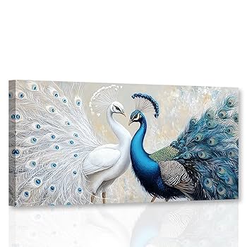 孔雀の絵画 Amazon.co.jp: CXHOSTENT 孔雀 キャンバス ウォールアート 青と