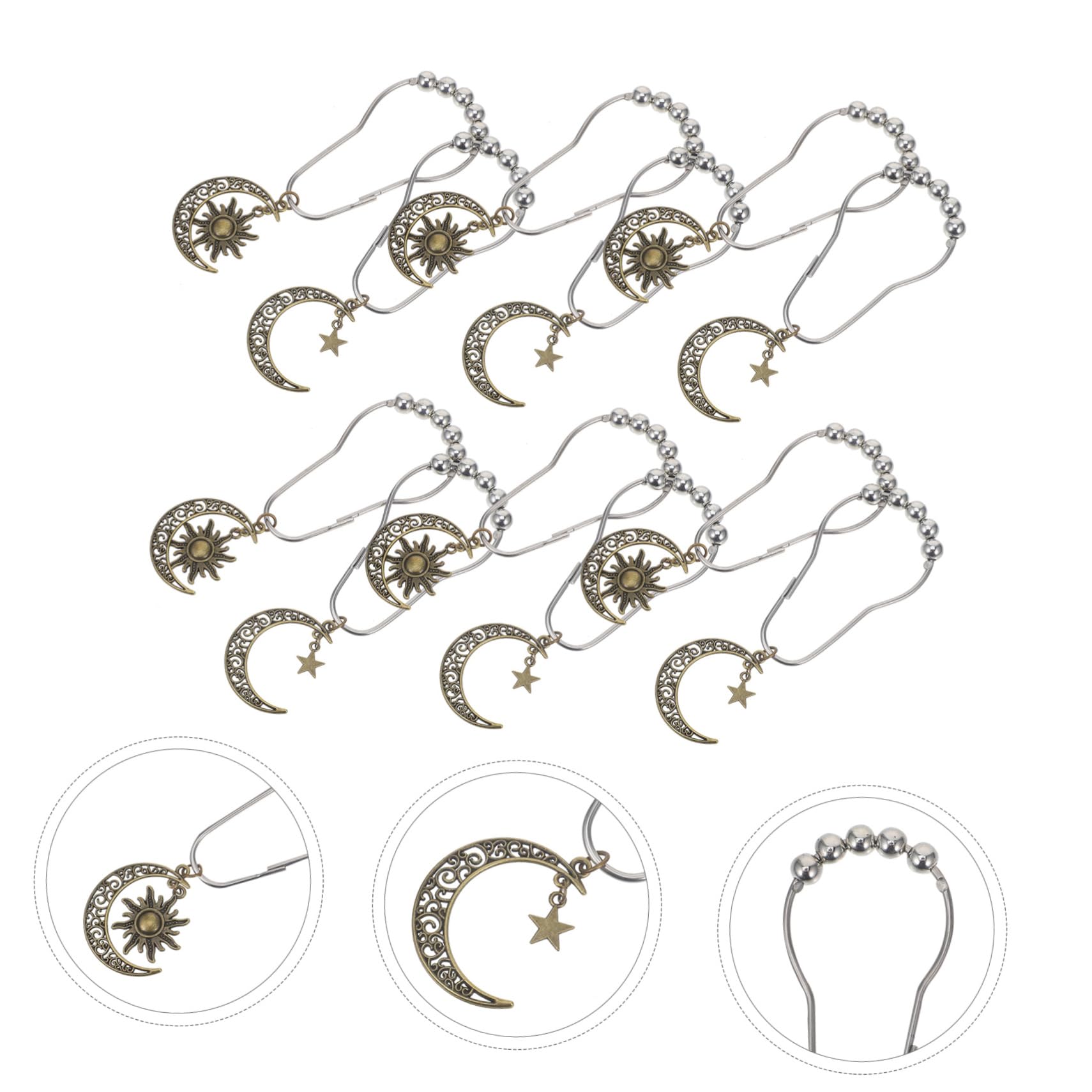 Alipis 3 Set Di Ganci Per Tende Da Doccia in Metallo Flessibili E Robusti Facili Da Installare Per Camera Da Letto E Bagno 12 Pezzi * 3