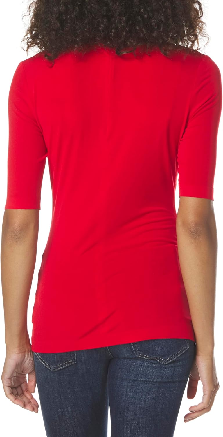 Norma Kamali Womens Slim Fit Short Sleeve Turtle Top - Image 2