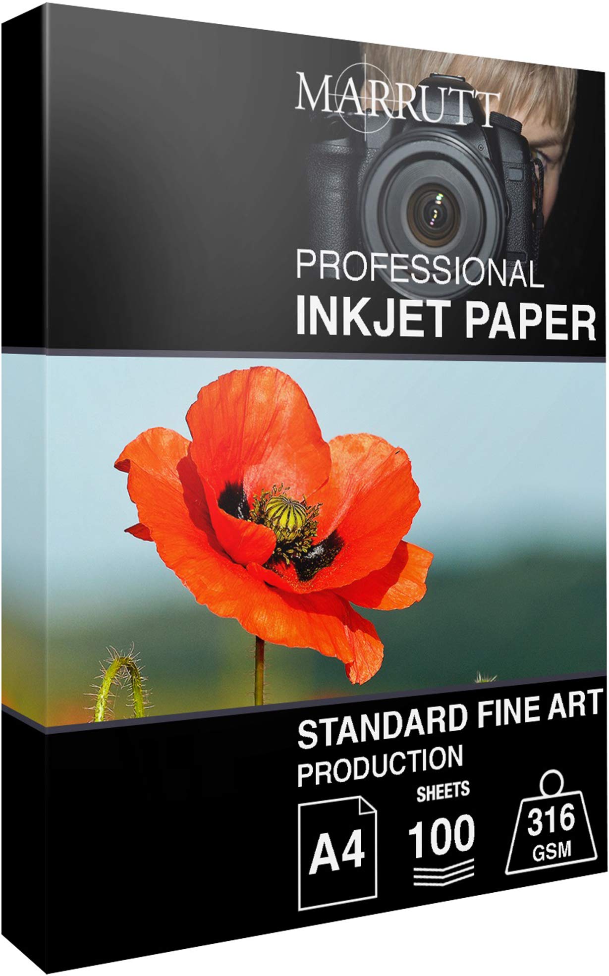 Marrutt 316gsm Standard Fine Art Textured Inkjet Photo Paper (A4-100 Sheets)