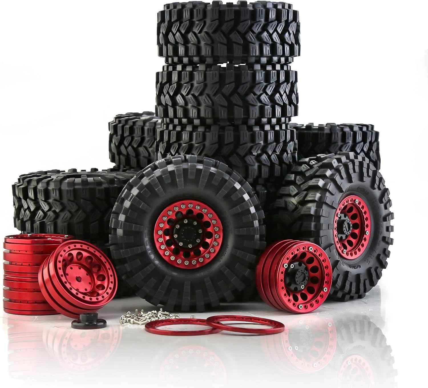 4PCS Aluminum Alloy 1.9" Beadlock Wheels Rim Heavy RC Rim 12mm Hex Wheel Hub Fit for Axial Wraith RR10 SCX10 90046 TRX4 TRX6