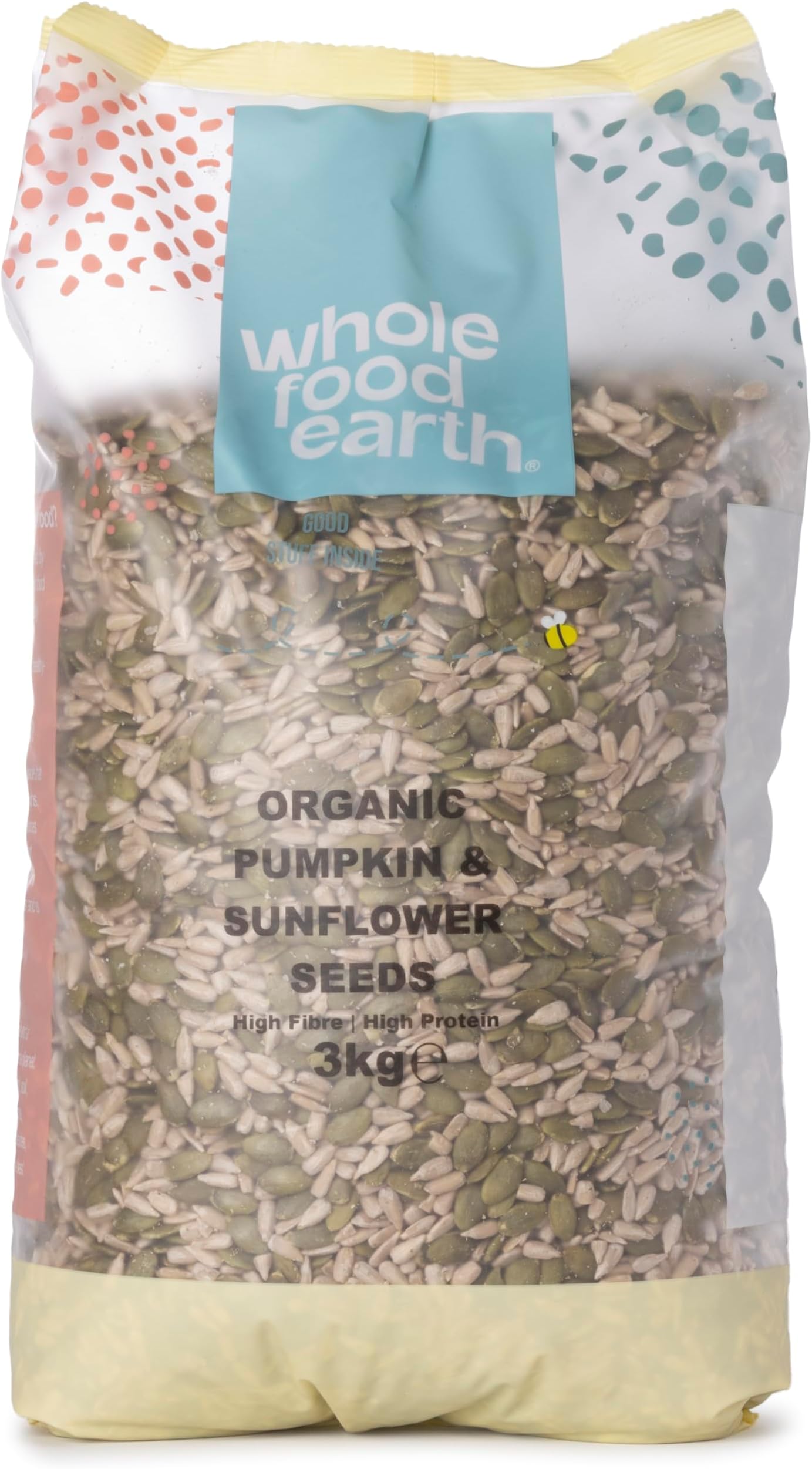 Wholefood Earth Organic Pumpkin & Sunflower Seeds Mix 3kg Raw | GMO Free | Vegan | High Fibre | High Protein | Certified Organic