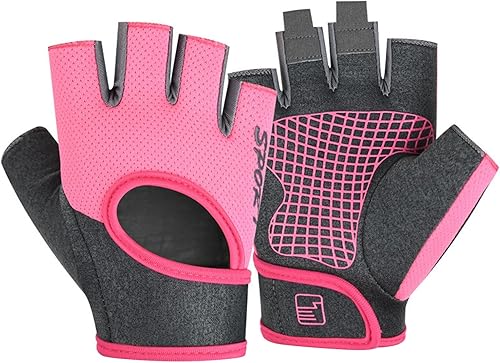 Workout Gloves, Lightweight Nonslip Wrist Support Glove with Palm Protection,Breathable Fingerless Durable Gym Gloves for Women for Weightlifting