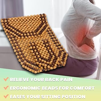 VaygWay Wood Beaded Comfort Seat Cushion Wooden Beaded Comfort Car Seat Cover Double Strung Car Massaging Cool Cover Car Chair w/High Ventilation for Truck or Office Chair