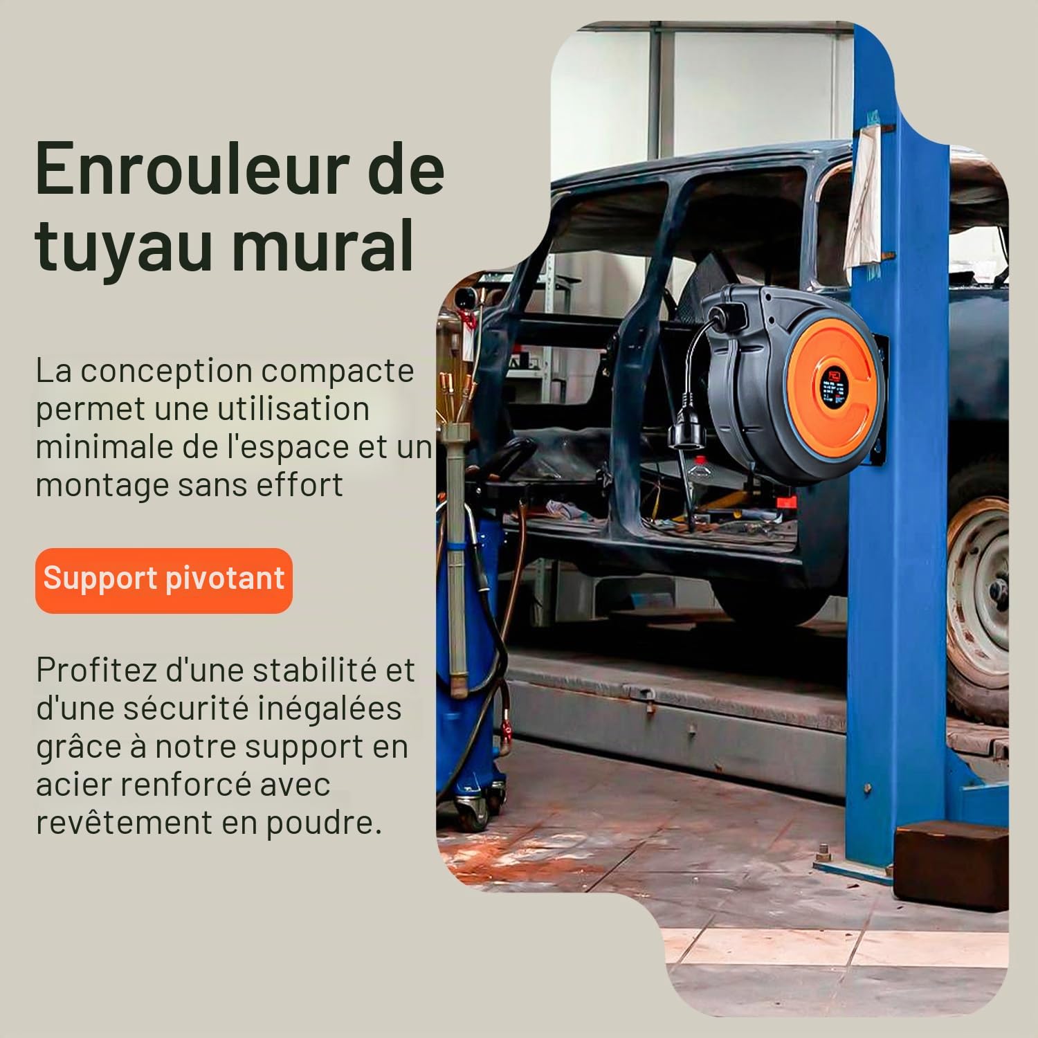 SuperHandy Enrouleur de câble automatique, 15 m, 3G1,5 mm² H05VV-F,2000 W | Câble ultra-flexible de qualité industrielle; boîtier robuste en polypropylène, conçu pour un usage commercial intensif