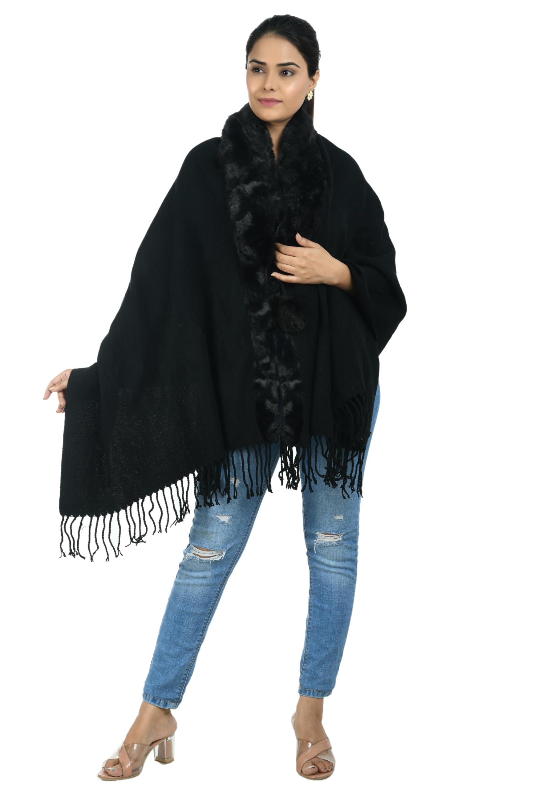 Women Woolen Fur Border Stole Sc 14 (C9-DANE-RP68__free size)-image-23
