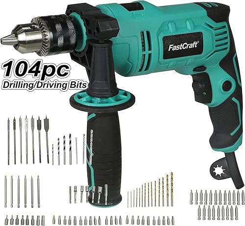 Taladro de impacto Taladro de martillo 9A potencia máxima (clasificado 5 A), mandril de 12 0-2800 rpm, interruptor doble, mango giratorio de 360 +