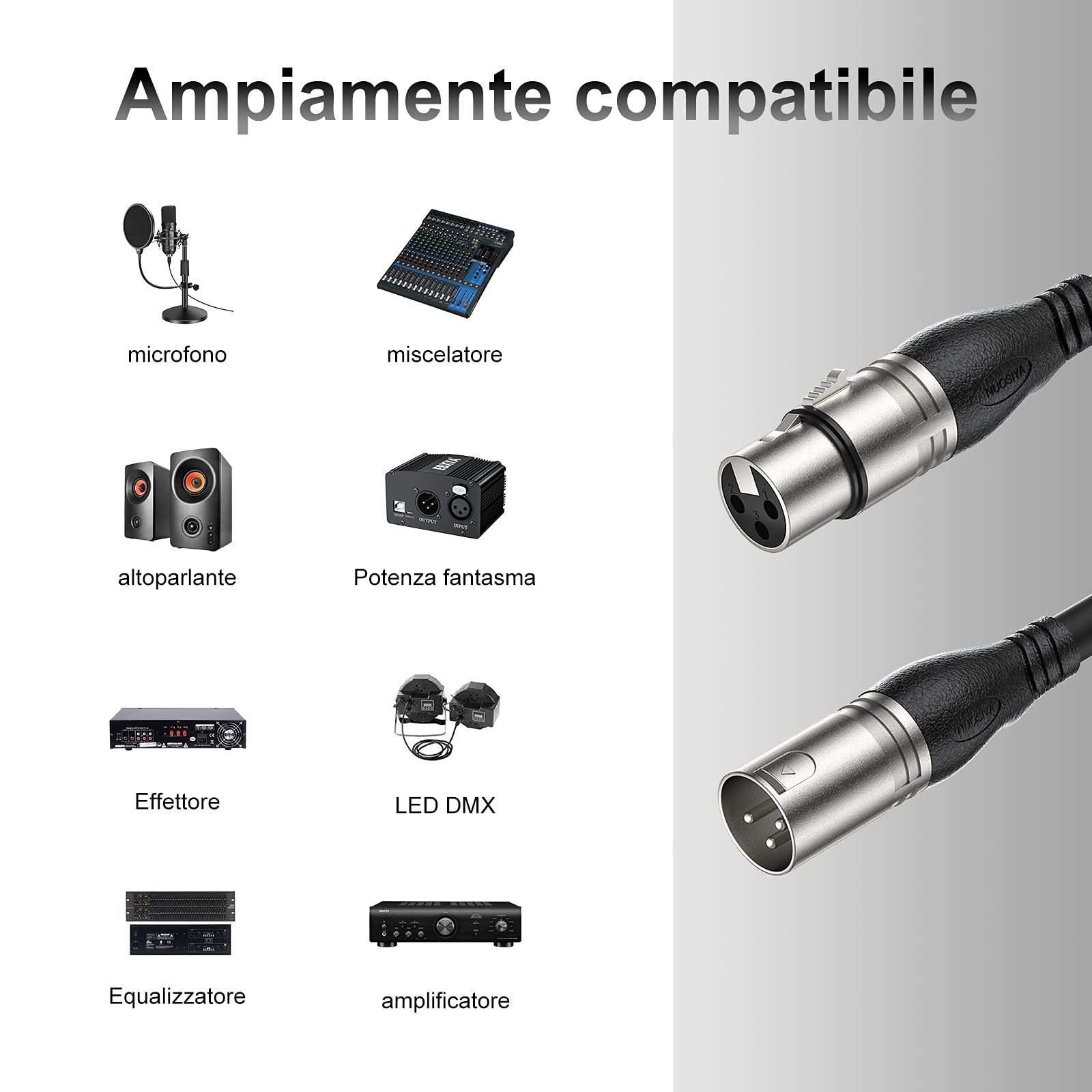 Cavo XLR Bilanciato 1M - 10 Colori, Professionale Microfono XLR Maschio a Femmina a 3 Pin per Registratore da Studio, Microfono, Sistema di Altoparlanti