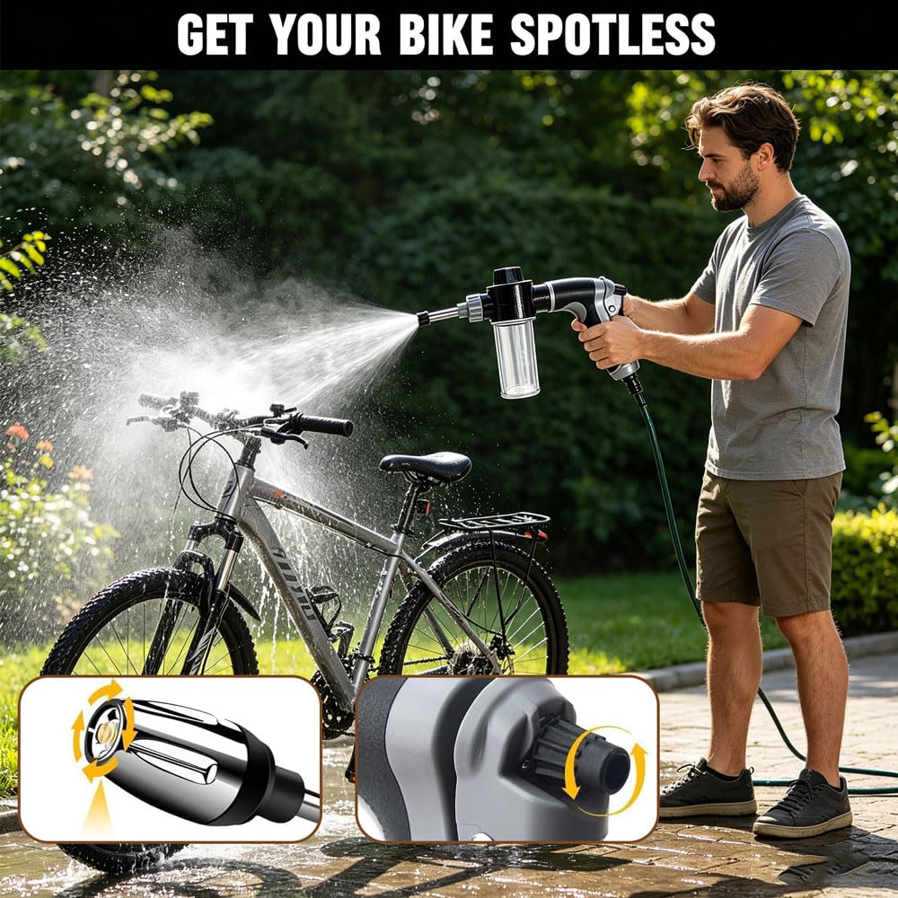 Aquoxis Pressure Washer, Pistola de Lavado a Presión Power Jet, Pistola de Agua de alta Presión Giratoria de 360° con Varilla Larga y 3 Conectores Metálicos