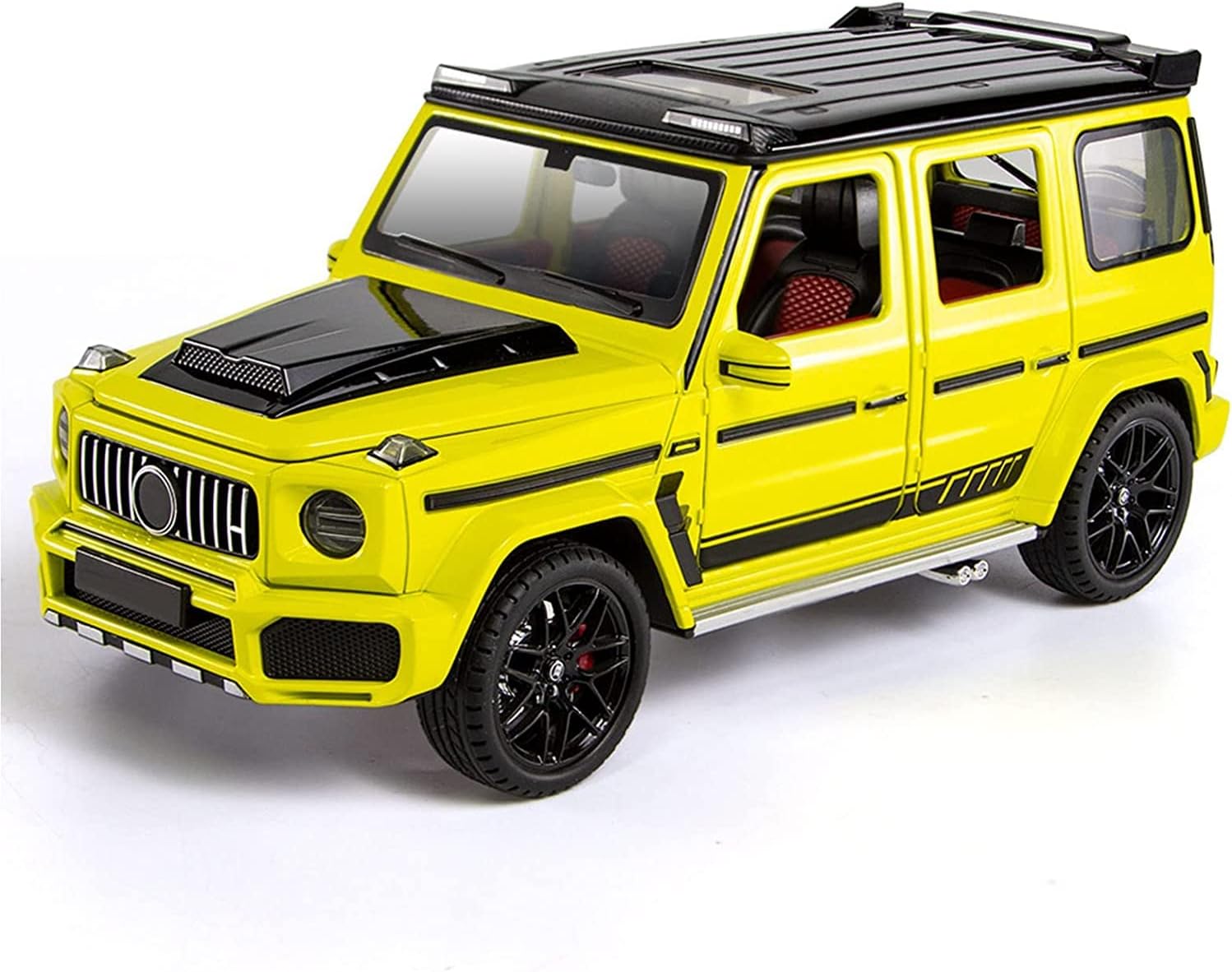 Amerteer G Wagon Toy Car for Kids | Mercedes Benz G63 AMG | 1:18 For Brabus 700 SUV Diecast Model Cars | Zinc Alloy Pull Back Toy Car With Sound And Light | Jeep Off-Road Vehicle For Gifts (Yellow)