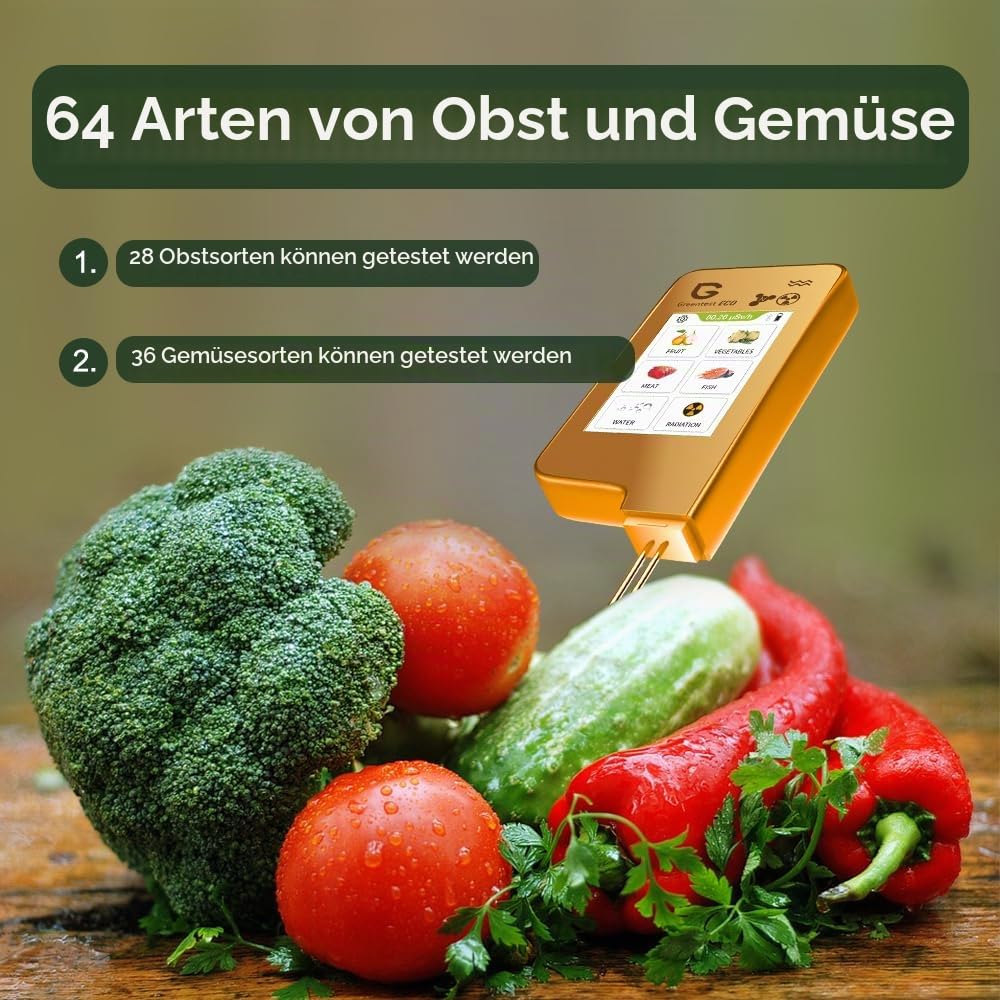 G reentest 6 in 1ECO 5 + Fisch Nitrat Messgeraet Analyzer, Geigerzähler Strahlungsdetektor, TDS PPM Wasserprüfgerät, Tester für Gemüse, Obst, Fisch und Fleisch