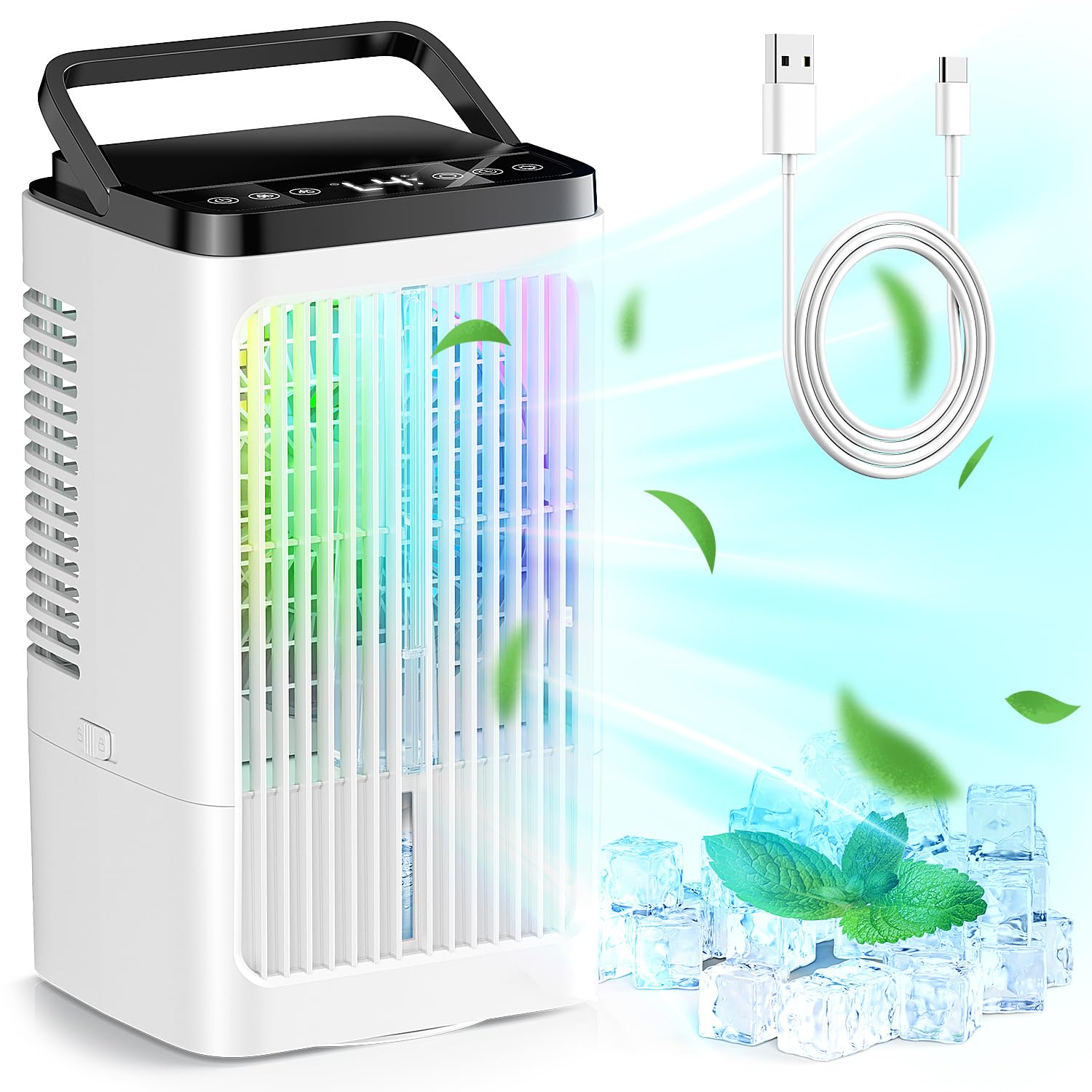 Evaporative Air Cooler Standing Air Conditioner Fan, 1500ML Mini