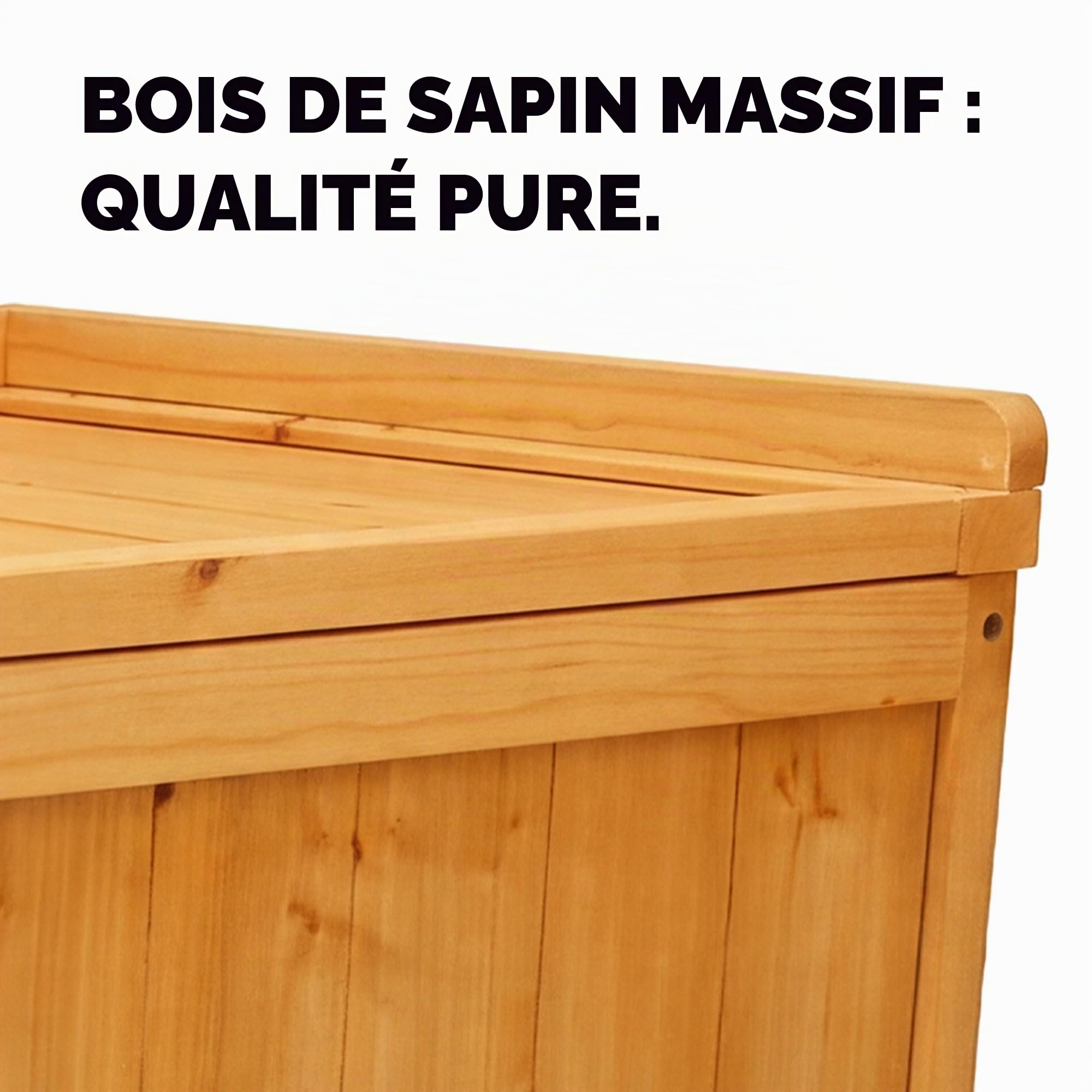FRANKYSTAR Cubo - Coffre de rangement extérieur 113 x 60 x 53 cm en bois d'acacia avec fermeture à cadenas