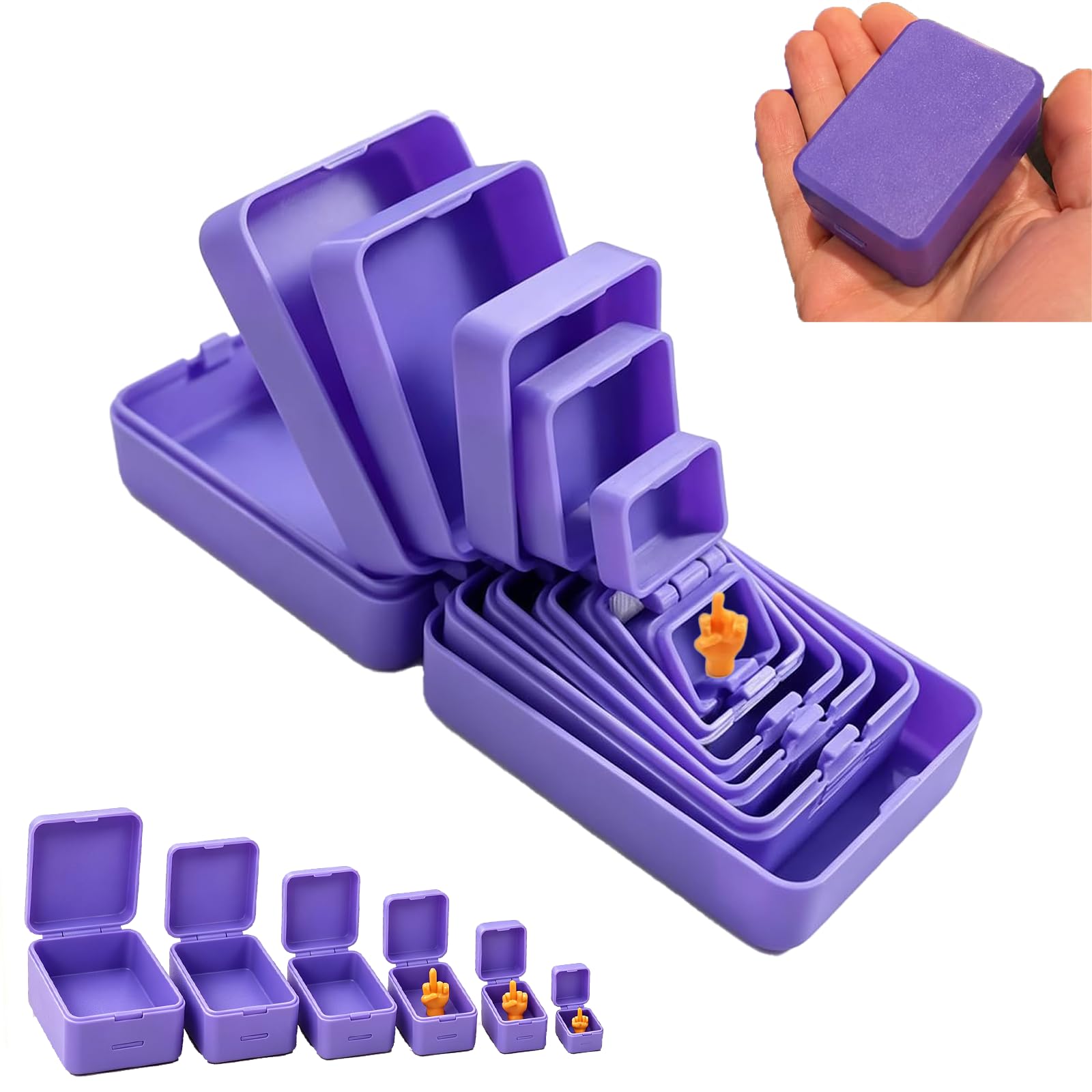 Never Ending Middle Finger Prank Gift Box, 6-Layer Nested Screw Design Surprise Box, Reusable 3D Printed Gotcha Box for Annoying Friends, Coworkers, White Elephant & Birthday Gag Jokes，Purple