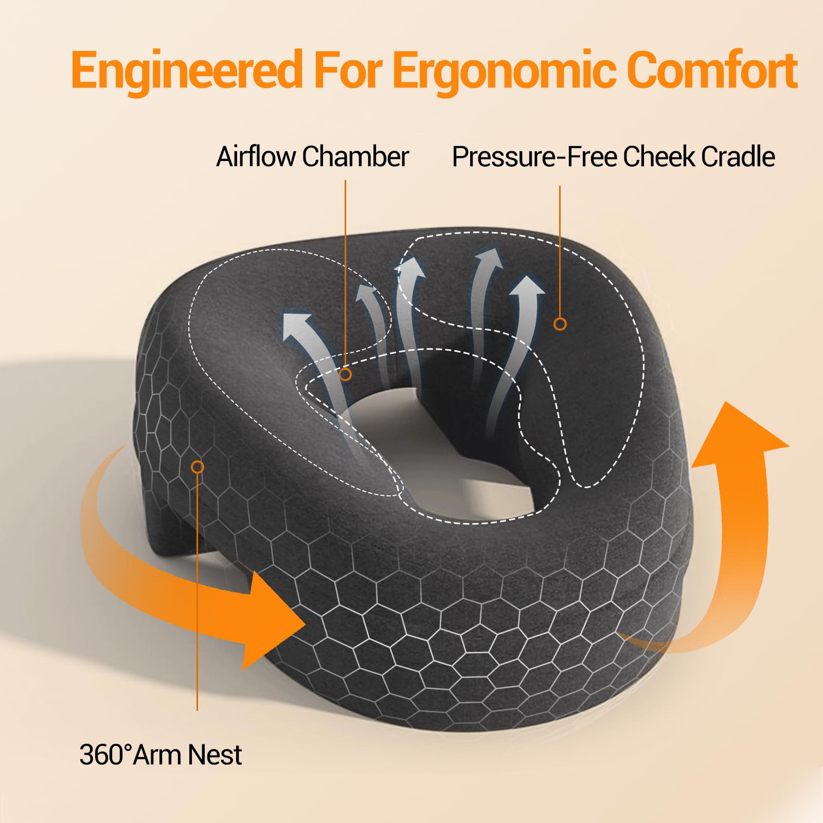 Ergonomic Memory Foam Face-Down Massage Pillow Headrest