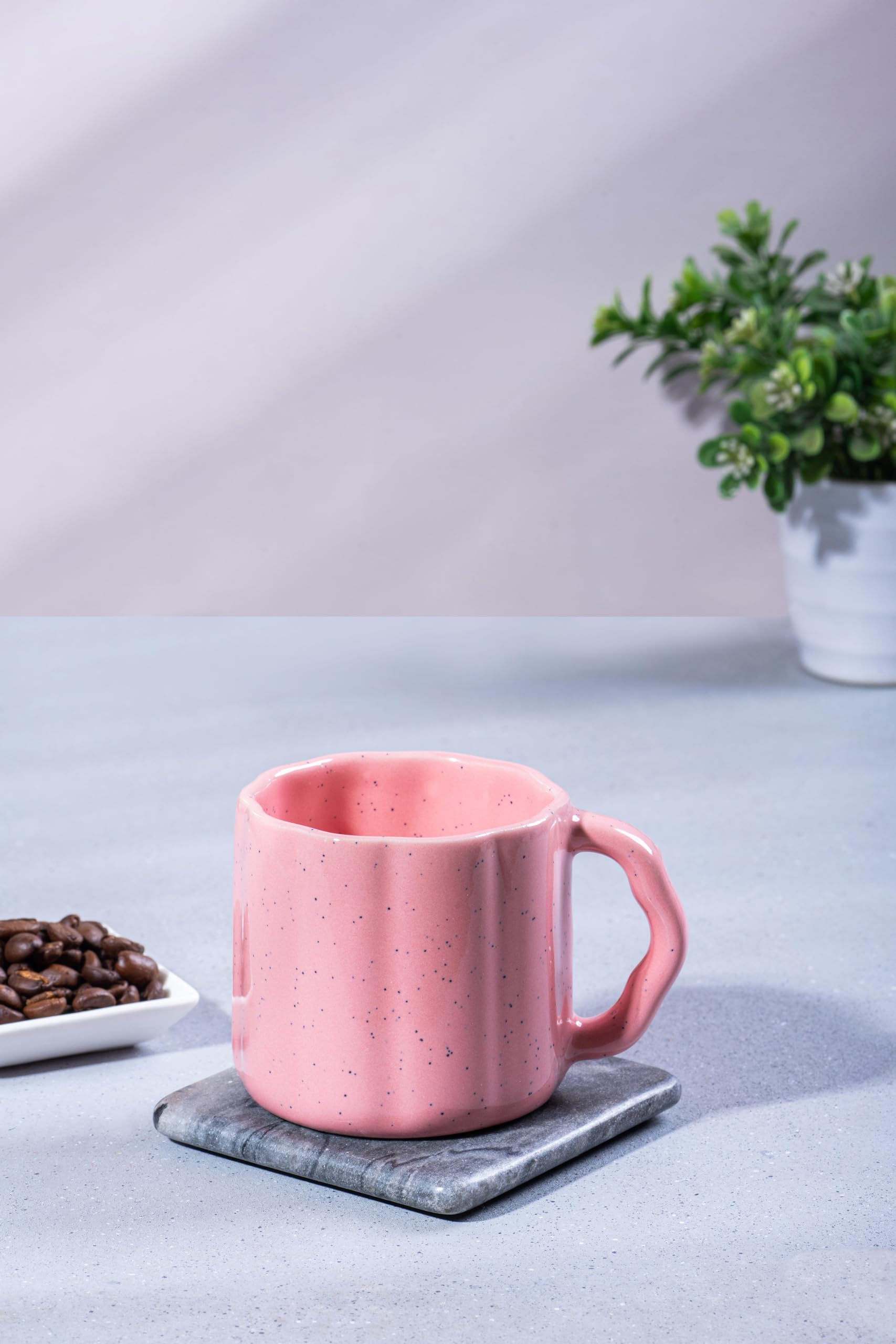 IZZYLYF Blush Pebble Pink Ceramic Tea Cups Set of 6-200 ml Each | Microwave & Dishwasher Safe Tea Cups with Handle for Tea, Coffee & Chai | Ideal for Home, Cafe & Office Use 4