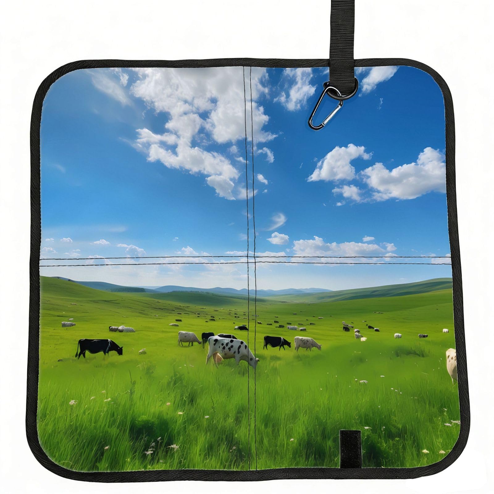 MROWYC milk cow Printed Foldable Seat Cushion - Portable with Carabiner, for Stadium, Camping, Hiking