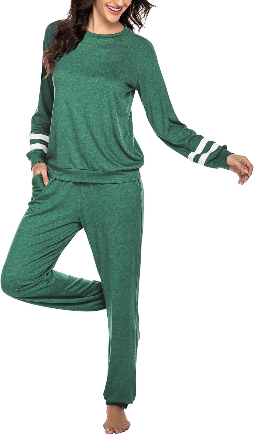 Ekouaer Sweatsuits Womens Loungewear Set Tracksuit Long Sleeve Pajamas Set with Pockets 2 Piece Outfits Lounge Sets - Image 3