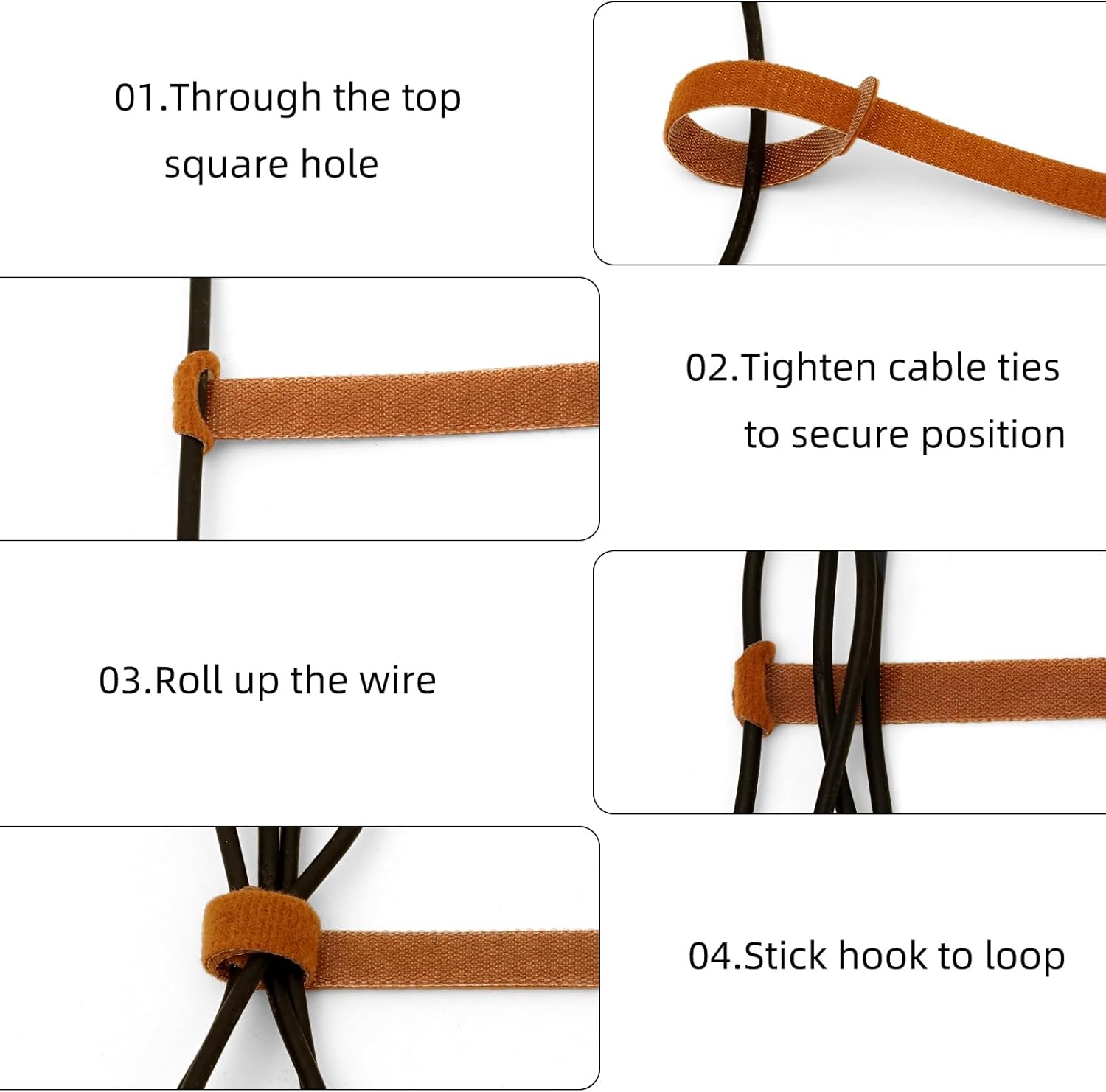 150PCS Cable Ties，4+6+8+10 Inch Reusable Cable Management, Multi-Purpose Adjustable Cord Organizer，Fastening Microfiber Cloth Hook and Loop Cable Organizer Wire Straps，Assorted Colors
