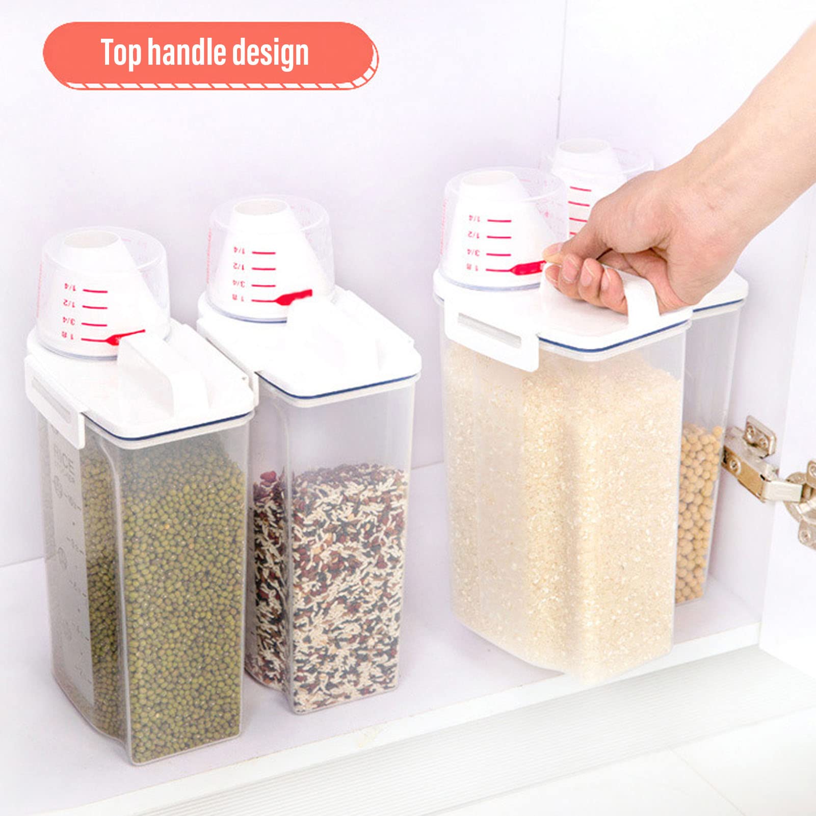 2-Pack 2.5L Cereal Storage Containers With Pour Spout - Dry Food Dispensers For Rice, Beans, Grains