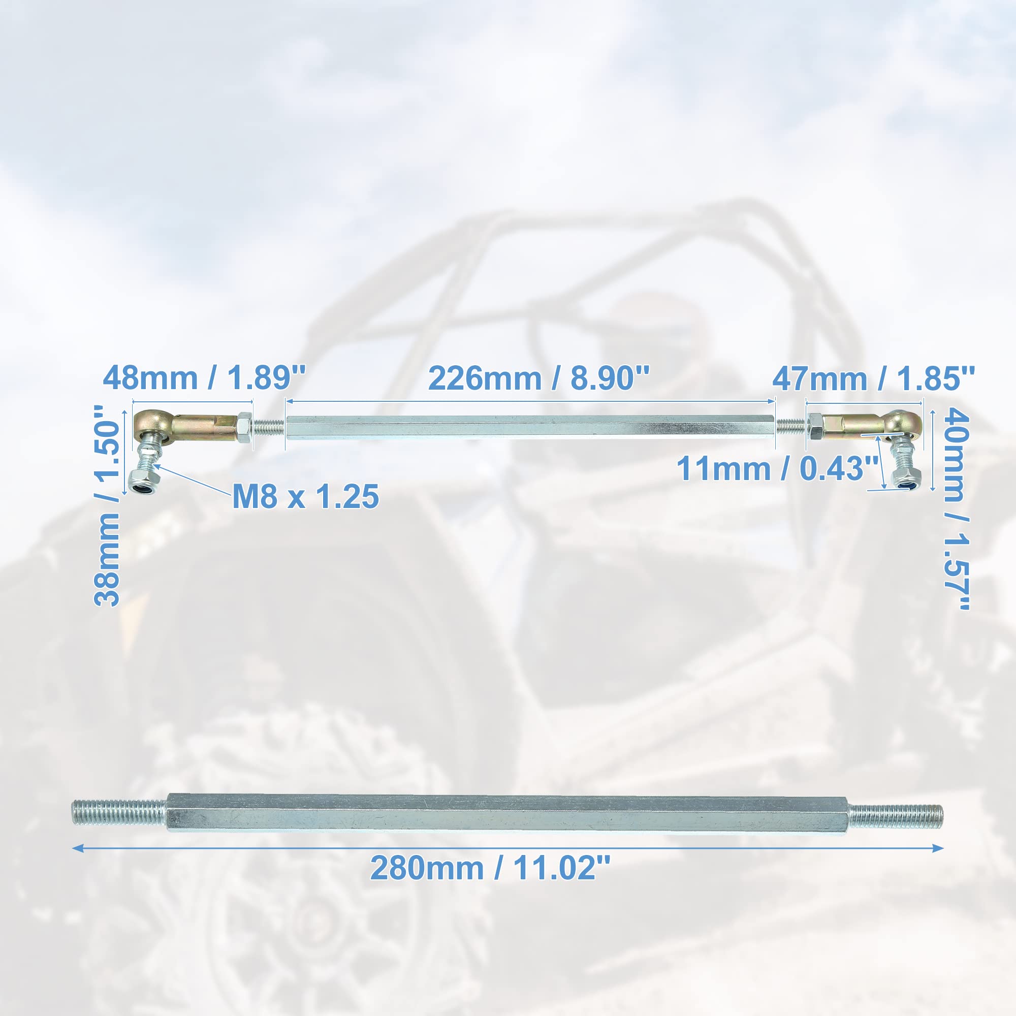 X AUTOHAUX ATV Lenkspurstange Kit Kugelkopf für 50cc 70cc 90cc 110cc 280mm