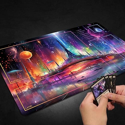 Miniatura 5 de MTG - Tapete de juego con bolsas de almacenamiento gratis, tapete de juego MTG de 24 x 14 pulgadas, TCG y tapete de juego de mesa para tarjetas,