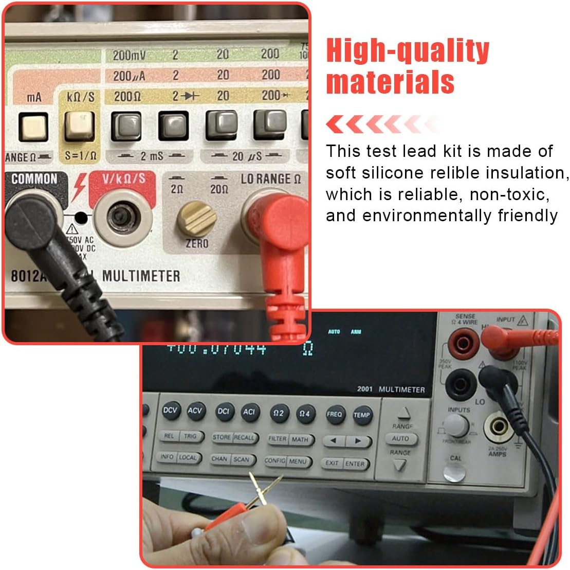 Silicone Multimeter Test Leads Kit, CAT IV 600V & CAT III 1000V, Meter Electrical Testing Tools with Needle Probes&Alligator Clips&Test Hooks, Fits Digital, Pointer, Clamp Meter