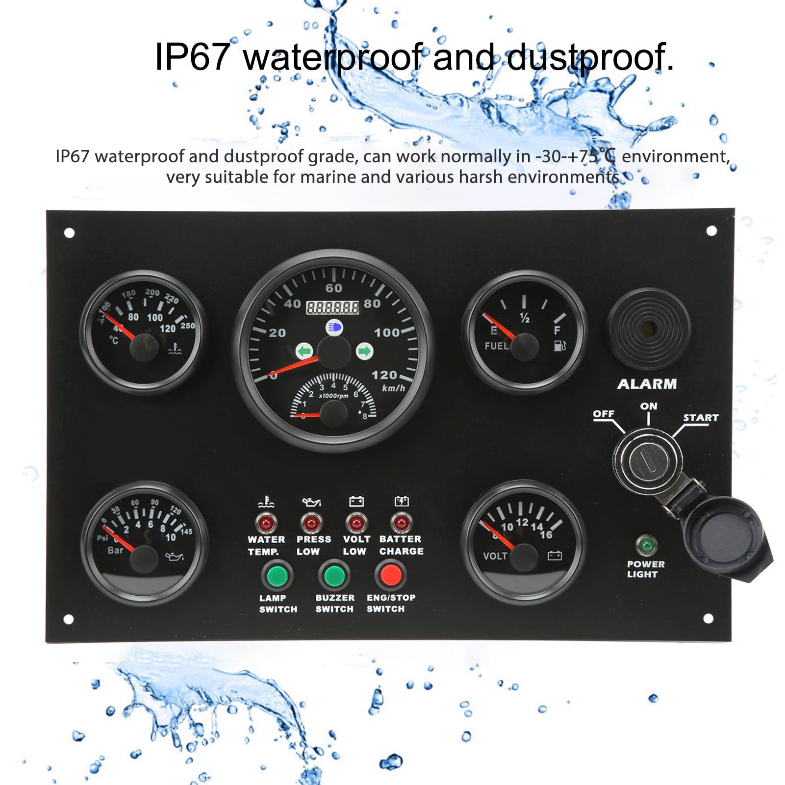 5 Gauge Cluster zestaw z prędkościomierzem, paliwem, temperaturą, ciśnieniem oleju i woltomierzem do łodzi i pojazdów