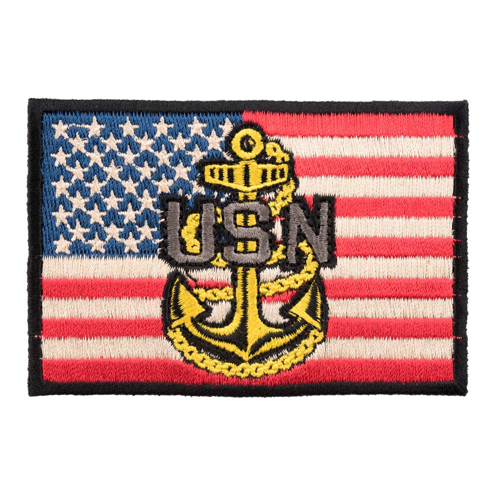 American Flag Navy Anchor Patch, US Flag Patches