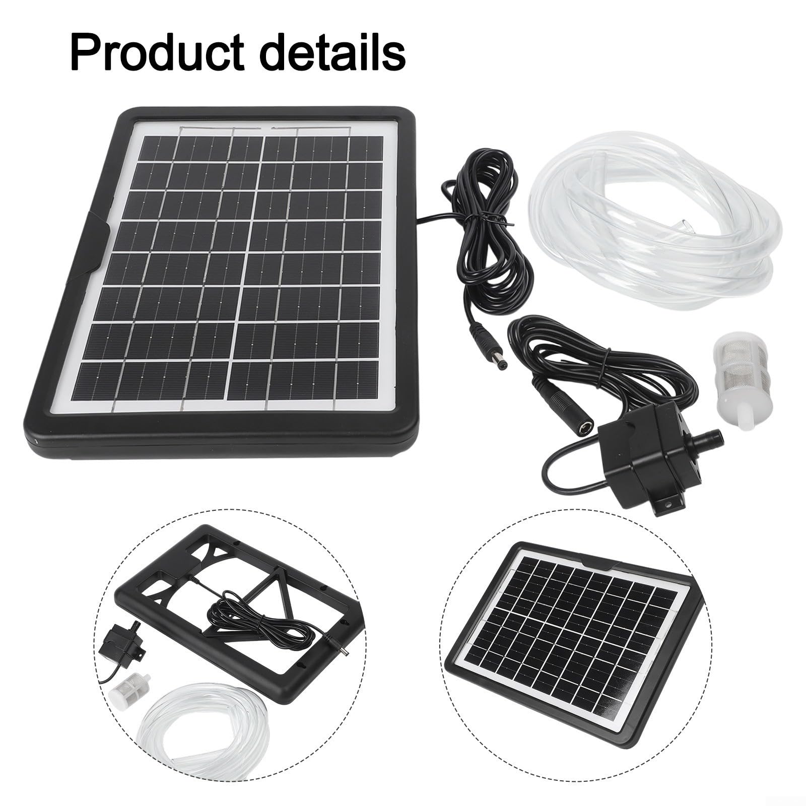 Pompa solare per laghetto, 12 V, 240 l/h, pompa sommersa con pannello da 6 W/10 W, pompa dell'acqua silenziosa per ventilazione dello stagno dei pesci, fontana da giardino (9 V, 6 W)