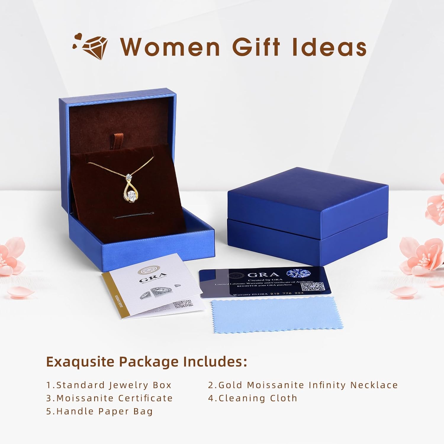 1.5CT Moissanite Infinity Pendant Necklace in Gift Box|Anniversary Wedding Gifts for Women Wife Her|S925 Sterling Silver 18K White Gold/Gold Filled|Jewelry for Birthday Christmas Valentines Day - Image 2