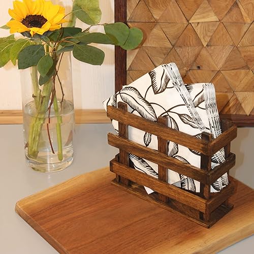 Consdan Servilletero de madera, adecuado para cocina, restaurante, bar, oficina, fiestas, decoración del hogar (roble antiguo)