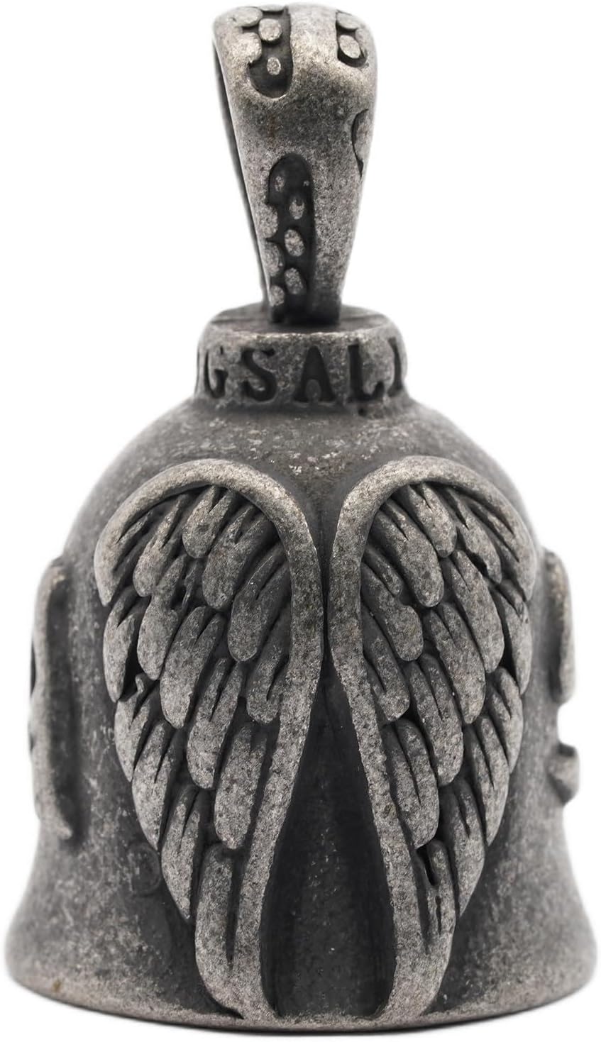 Angel Wing Knight Bell Letters USA Motorcycle Bike Riding Guardian Bell - Never Ride Faster Than Your Angel Can Fly (Grey)