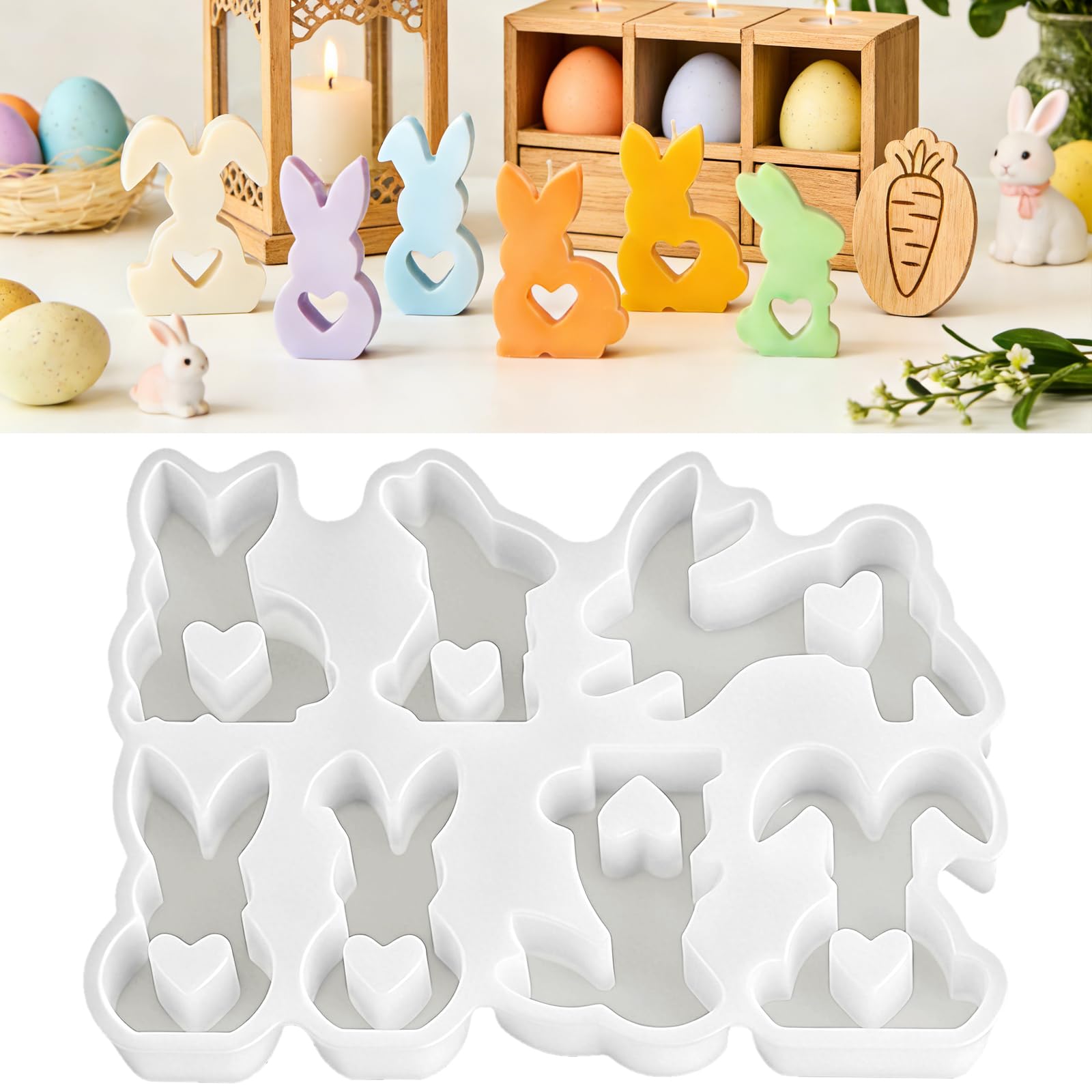 LERKNVOE Silikonformen Gießformen Ostern 7 Stück Silikonform Hase Ostern Gießformen Silikon Kerzen Silikonformen Osterhase Gießform Silikonformen Frühling Osterdekoration Für Gips Und Sojawachs Gießen