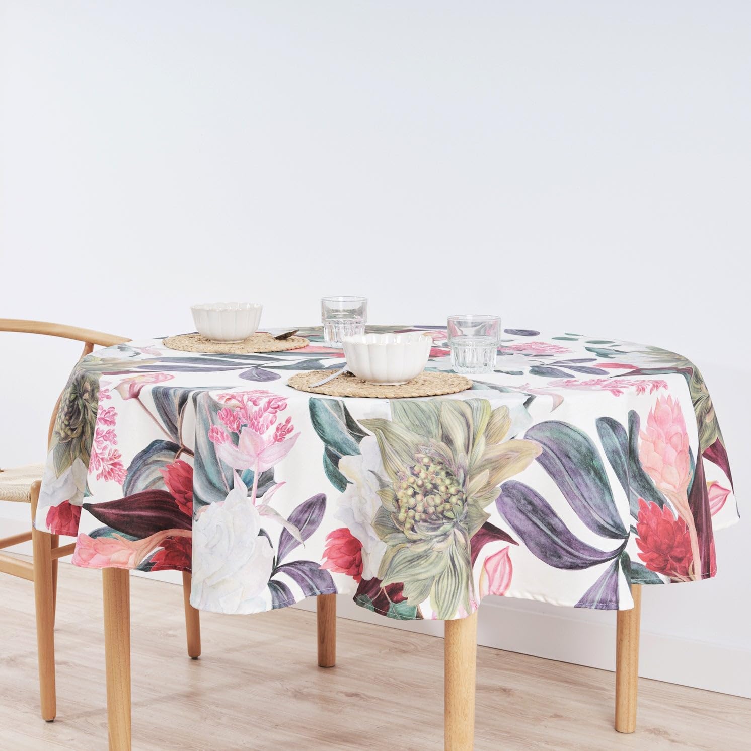BELUM | Round Tablecloth Diameter 100 cm Stain-Resistant Resin Model: 0318-105 Fabric 100% Cotton Resinated Stain Resistant (Tact not plasticised).
