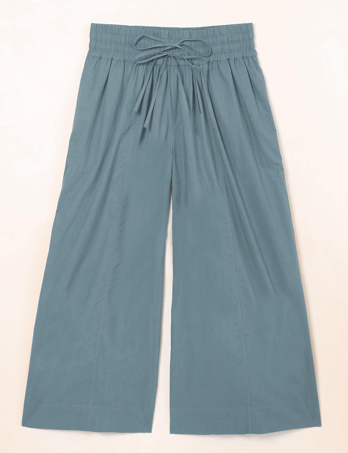 Yeokou Women Casual Wide Leg Pants Summer Cotton High Rise Elastic Waist Cropped Capris Trousers with Pockets - Image 6