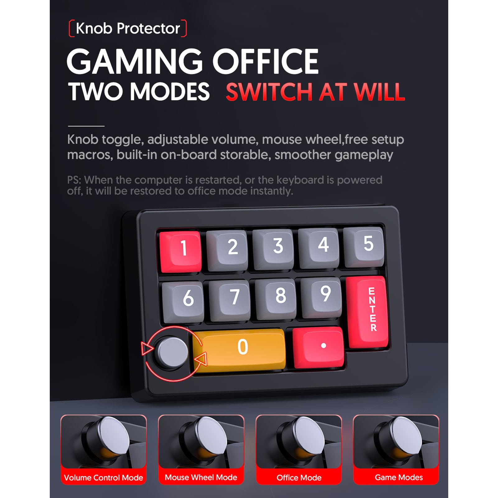 Jectse Mechanisches Numpad, USB-verkabeltes, RGB-hintergrundbeleuchtetes, Programmierbares Makro-Tastenfeld mit 12 Tasten und Joystick-Knopfsteuerung, für Spiele und Arbeit auf La (Black)