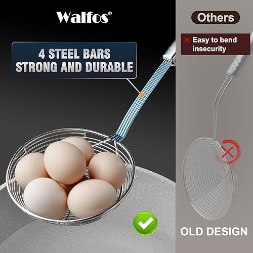 Miniatura 25 de Walfos Colador grande de malla fina de 9.35 pulgadas, tamiz de malla de acero inoxidable 30 con mango resistente, coladores de alimentos de cocina