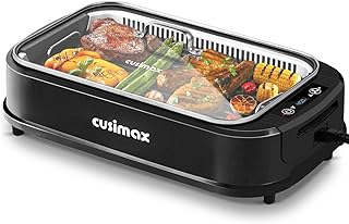 Smokeless Indoor Grill, CUSIMAX 1500W Indoor Grill Portable Korean BBQ Grill with Turbo Smoke Extractor Technology, Non-st...