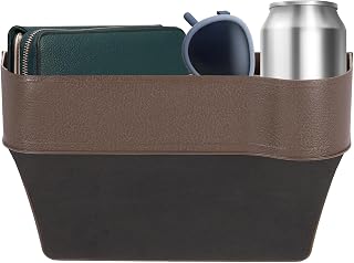 HARFINGTON Car Seat Gap Filler Organizer 10.2x6.5x2.4 ABS Universal Brown