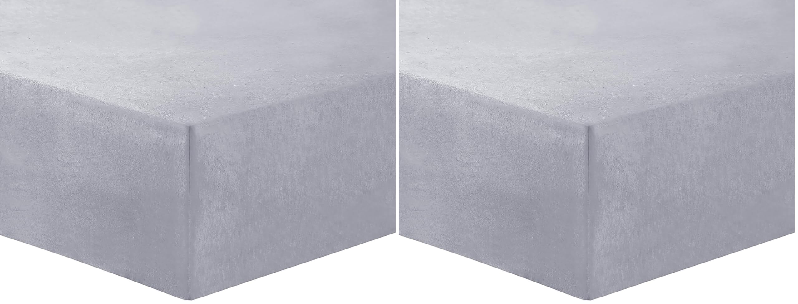 VISION - Drap Housse Flanelle Gris - 160 x 200 cm avec Bonnet Large de 30cm pour lit 2 Personnes - 100% Coton Flanelle : Doux et Chaud - Oekotex (Lot de 2)