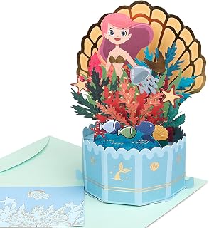 Giiffu The Little Mermaid Pop Up Card, Pop Up Birthday Card for kids, 3D Birthday Greeting Card, Birthday Pop Up Cards for Daughter or Sister, 3D Birthday Card with Envelope, Celebration Card